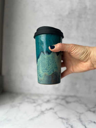 #19 Turquoise/Ocean Travel Cup (14 oz) ⭐ Maker's Pick ⭐