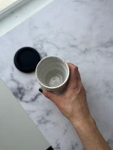 Load image into Gallery viewer, #24 White Travel Cup (12 oz) *DISCOUNTED SECOND*