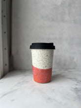 Load image into Gallery viewer, #25 Coral and White Travel Cup (10 oz) *DISCOUNTED SECOND*