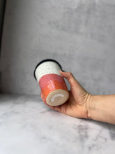 Load image into Gallery viewer, #25 Coral and White Travel Cup (10 oz) *DISCOUNTED SECOND*