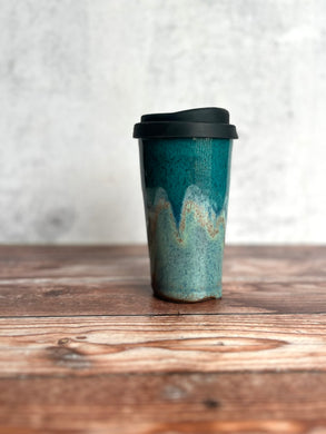 #18 Teal Ocean Travel Cup (14 oz) (Discounted)