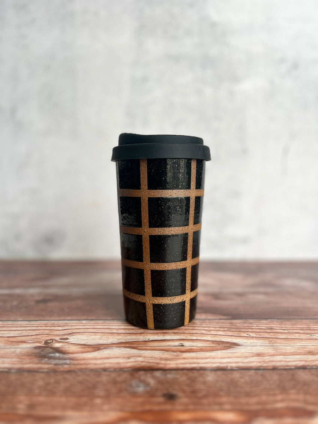 #19 Black Grid Travel Cup (16 oz)