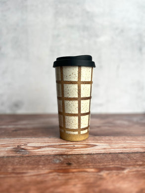 #20 White Grid Travel Cup (16 oz)