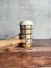 Load image into Gallery viewer, #21 White Grid Travel Cup (16 oz)