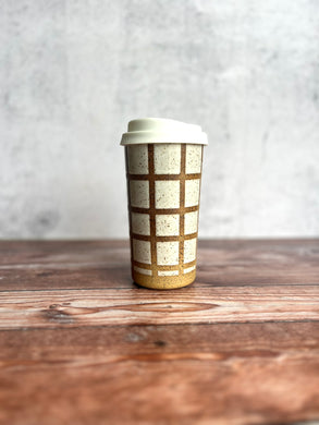 #22 White Grid Travel Cup (16 oz)