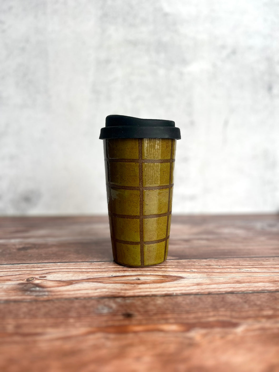 #23 Olive Grid Travel Cup (14 oz) 🌟Maker's Pick🌟