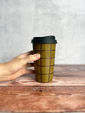 #24 Olive Grid Travel Cup (14 oz) 🌟Maker's Pick🌟