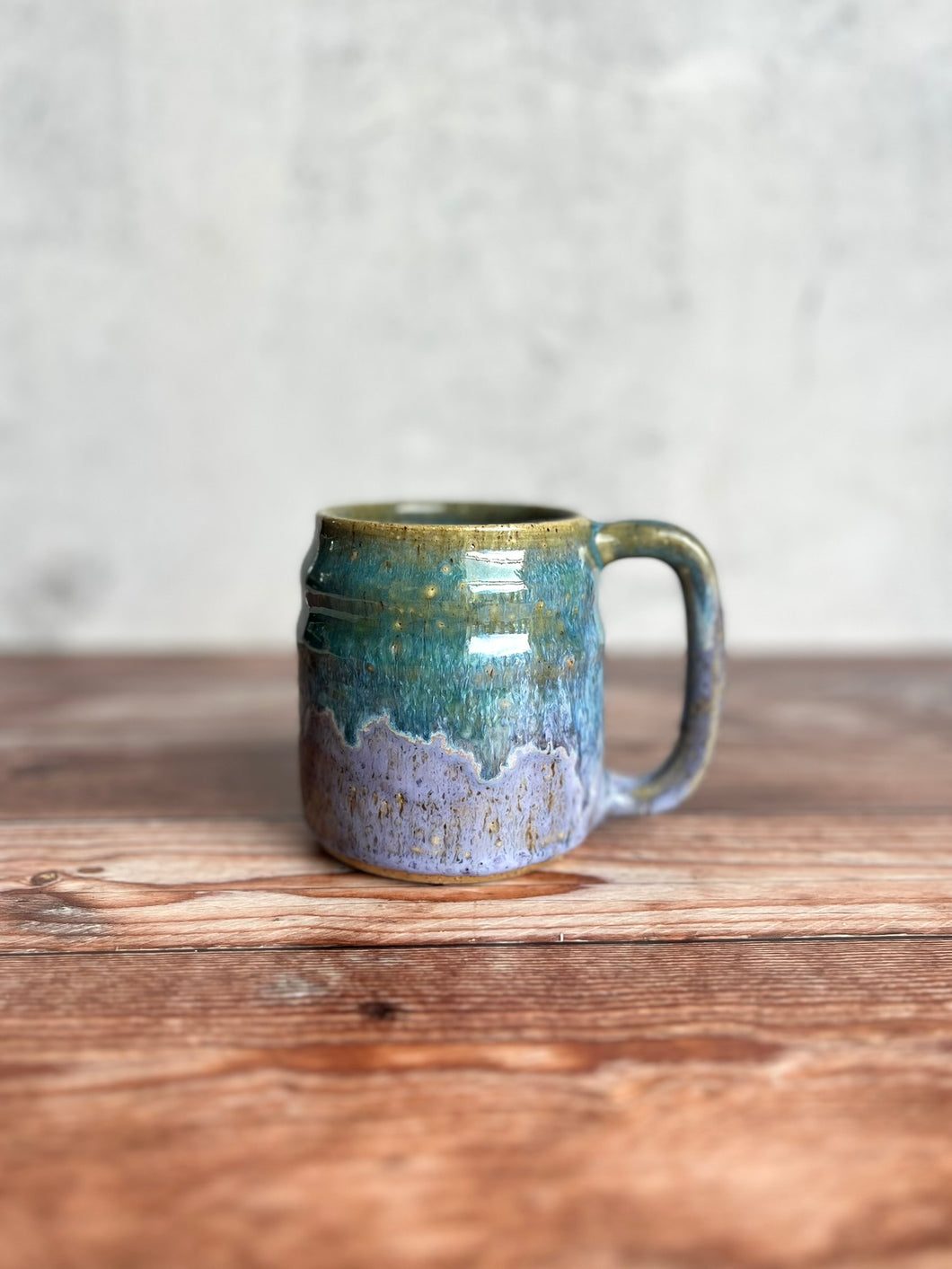 #40 Purple and Green Mug (12-14 oz) (Discounted)