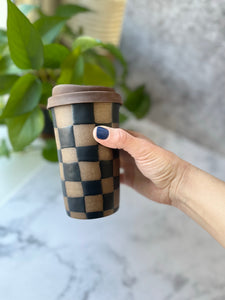 Mocha Checks Travel Cup #24