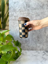 Load image into Gallery viewer, Mocha Checks Travel Cup #24